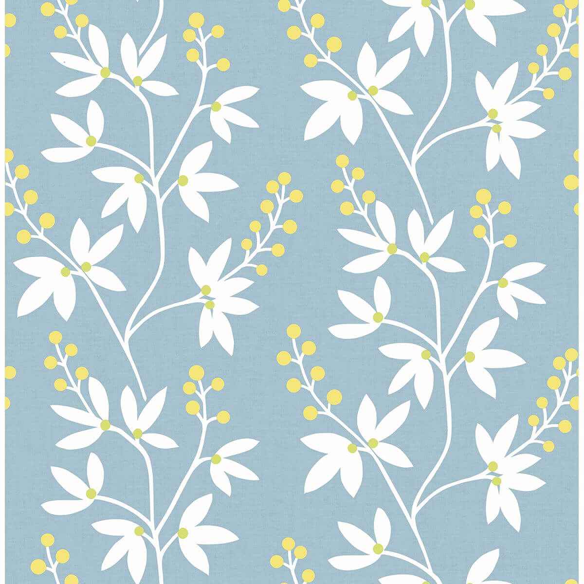 Linnea Elsa Light Blue Botanical Trail Wallpaper - York Wallcoverings - 2901-25442 - York Wallcoverings Wallpaper