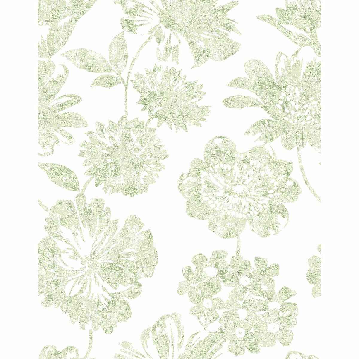 Folia Light Green Green Floral Wallpaper - York Wallcoverings - 2901-25419 - York Wallcoverings Wallpaper