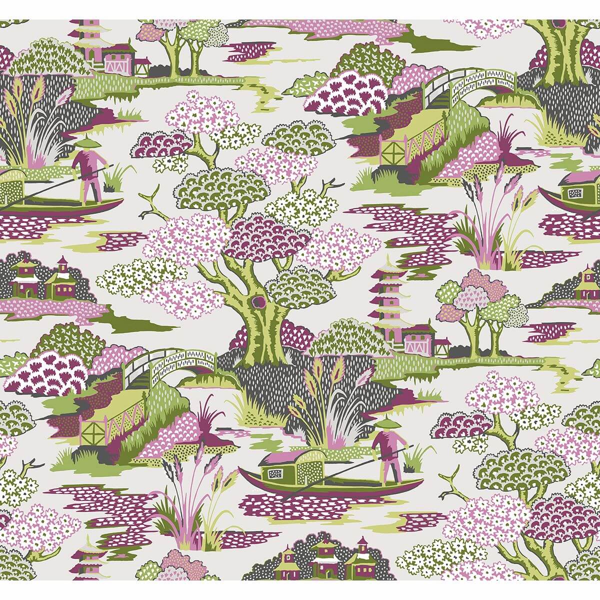joy-de-vie-magenta-toile-wallpaper-york-wallcoverings-2901-87506 - York Wallcoverings Wallpaper