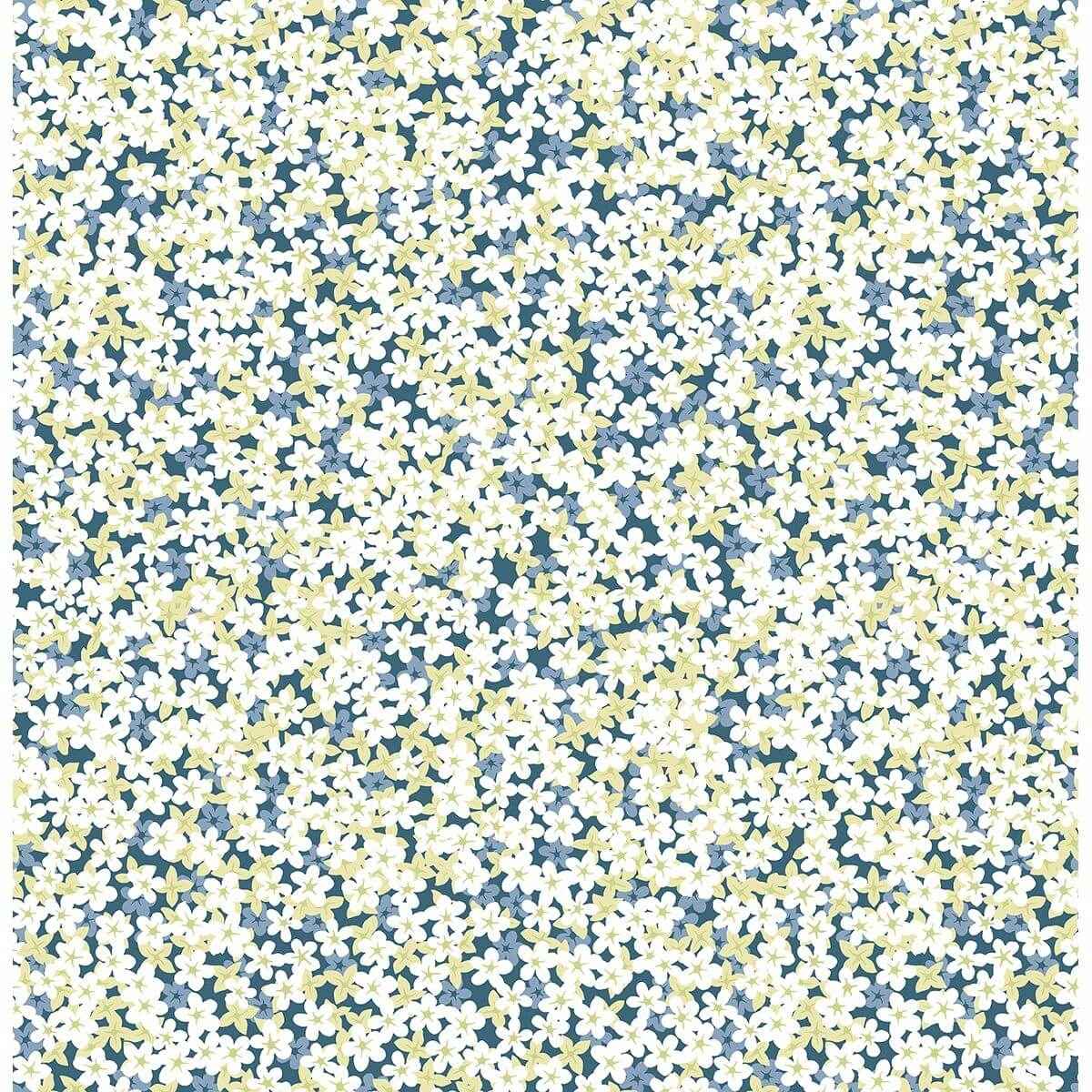 Giverny Blue Miniature Floral Wallpaper - York Wallcoverings - 2901-25445