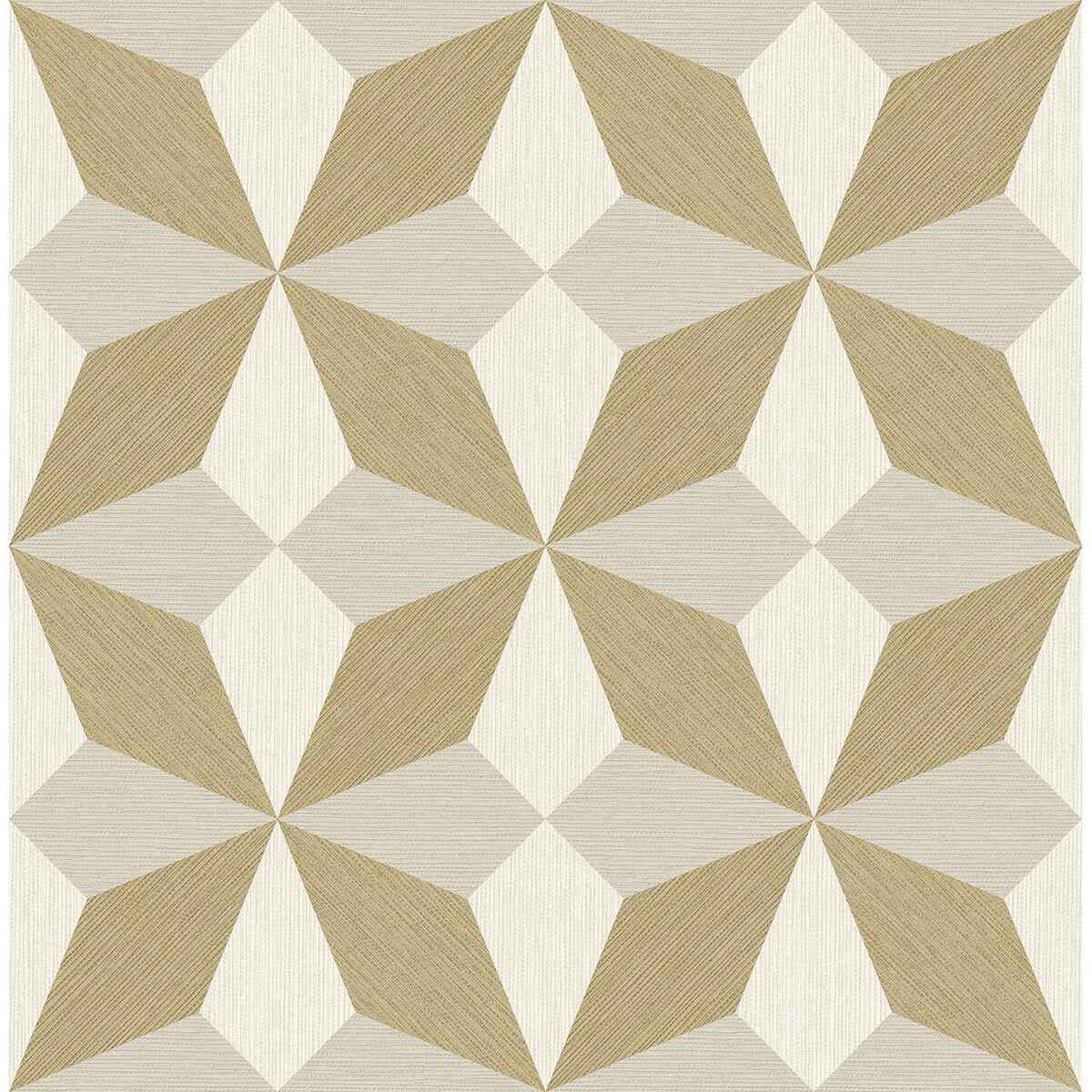 Valiant Beige Faux Grasscloth Geometric Wallpaper - York Wallcoverings - 2908-25302