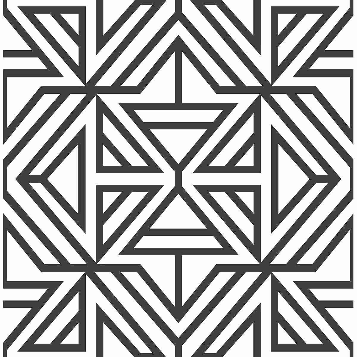 Helios Black Geometric Wallpaper - York Wallcoverings - 2902-25553 - York Wallcoverings Wallpaper