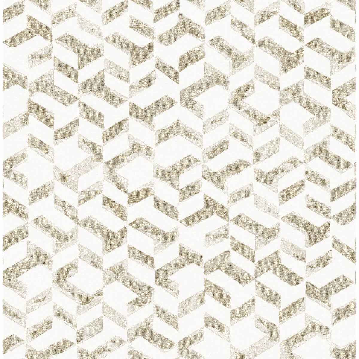 Instep Champagne Abstract Geometric Wallpaper - York Wallcoverings - 2902-25500