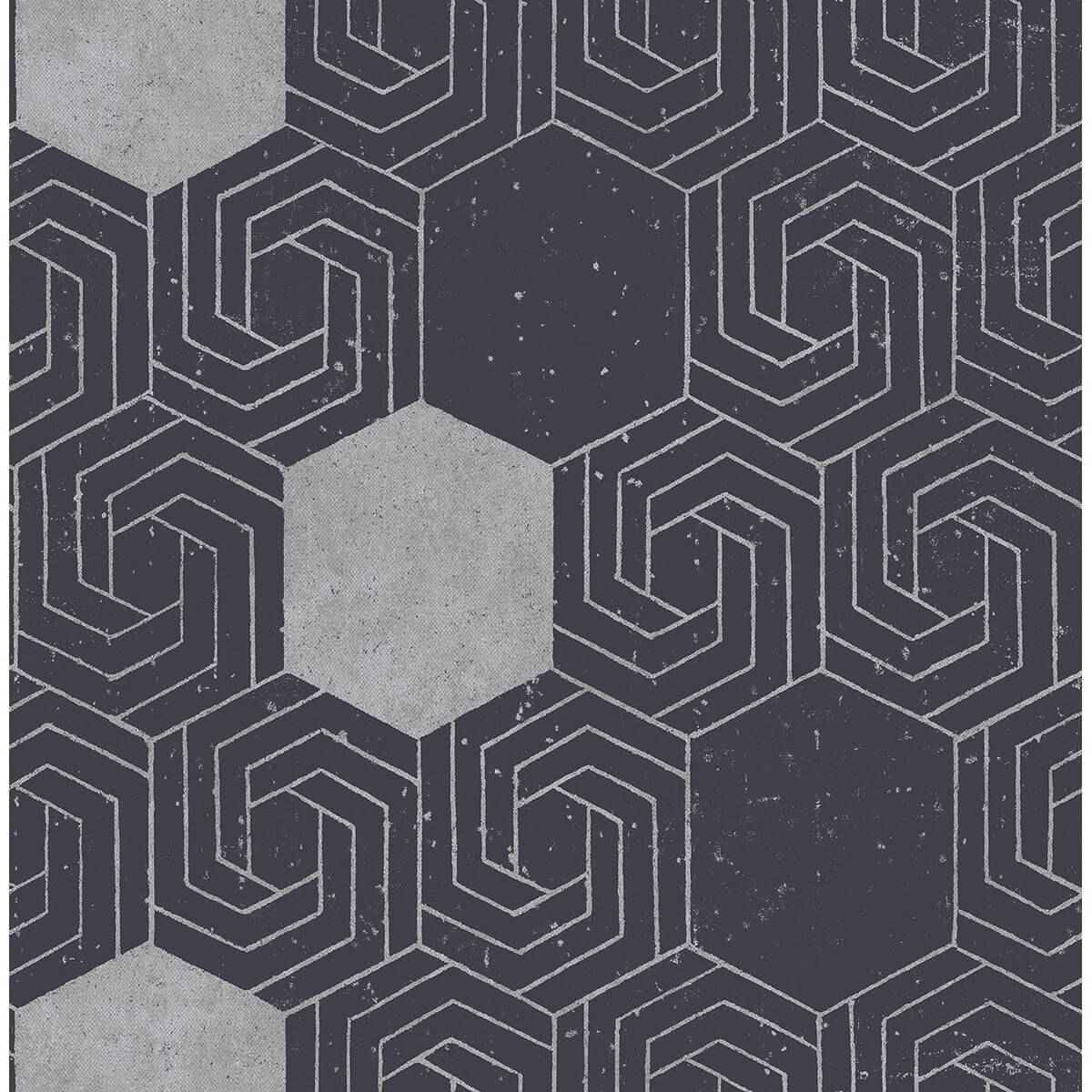 Momentum Navy Geometric Wallpaper - York Wallcoverings - 2902-25547 - York Wallcoverings Wallpaper