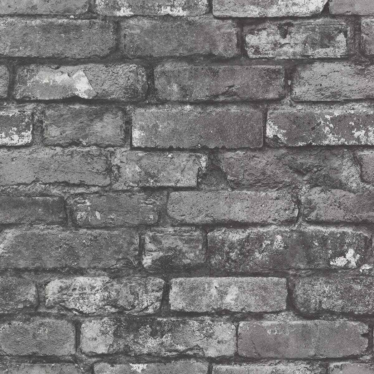 Debs Grey Exposed Brick Wallpaper - York Wallcoverings - 2922-21260