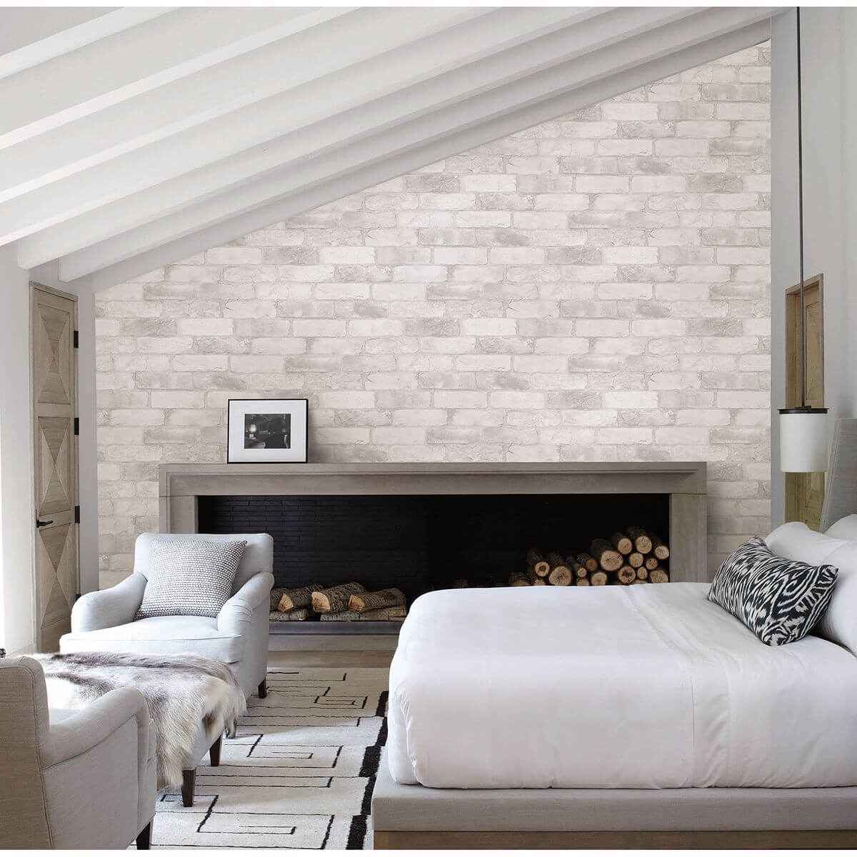 Rustin White Reclaimed Bricks Wallpaper - York Wallcoverings - 2922-22321 - York Wallcoverings Wallpaper