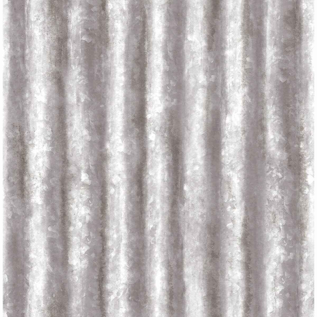 Kirkland Silver Corrugated Metal Wallpaper - York Wallcoverings - 2922-22336