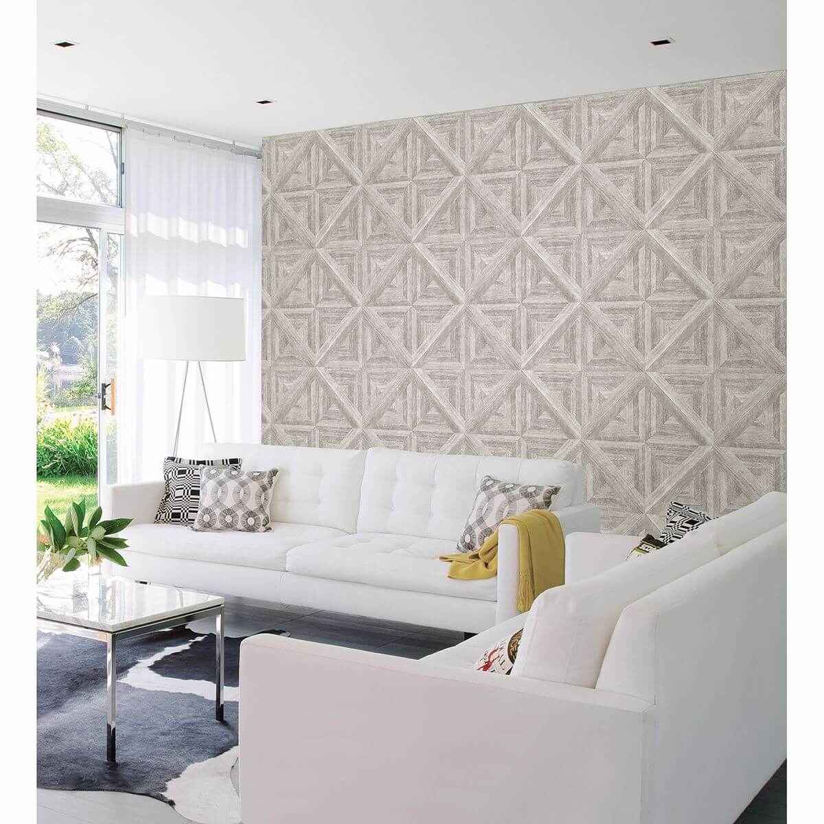 Carriage White Geometric Wood Wallpaper - York Wallcoverings - 2922-24017 - York Wallcoverings Wallpaper