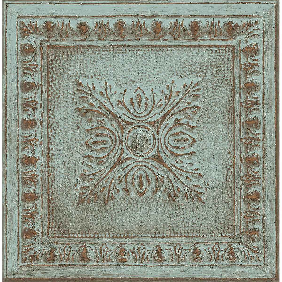 Hillman Turquoise Ornament Tin Tile Wallpaper - York Wallcoverings - 2922-24032 - York Wallcoverings Wallpaper