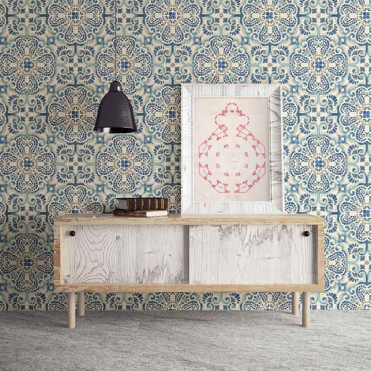 Florentine Blue Faux Tile Wallpaper - York Wallcoverings - 2922-24046