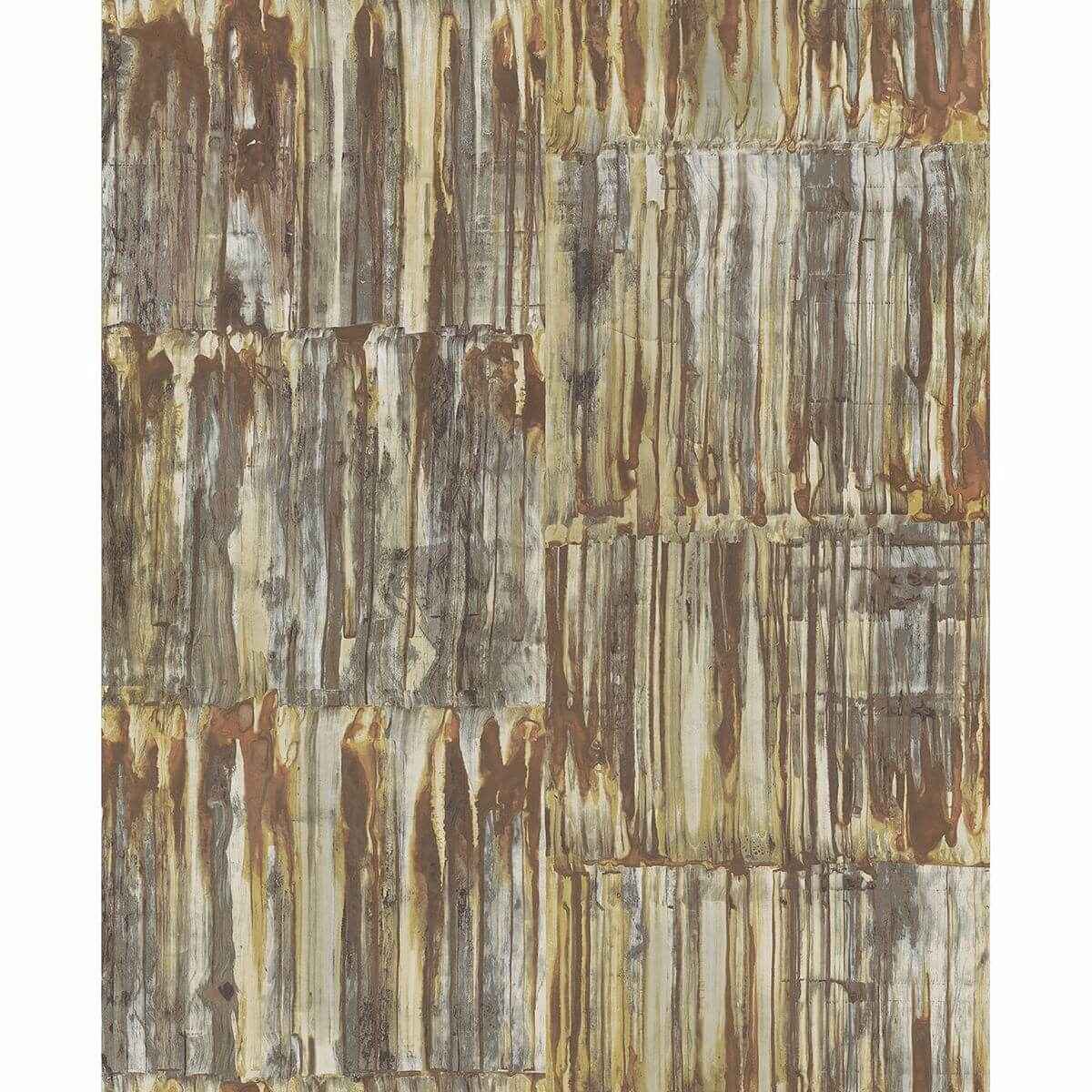 Patina Brass Faux Metal Panels Wallpaper - York Wallcoverings - 2922-24063 - York Wallcoverings Wallpaper
