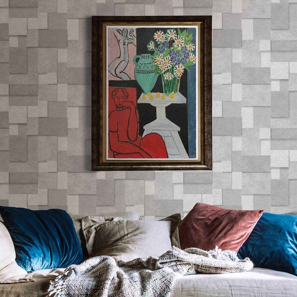 Duchamp Silver Metallic Squares Wallpaper - York Wallcoverings - 2922-25353 - York Wallcoverings Wallpaper