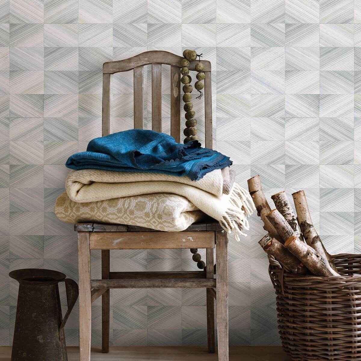 Stratum Light Blue Geometric Wood Wallpaper - York Wallcoverings - 2922-25376 - York Wallcoverings Wallpaper