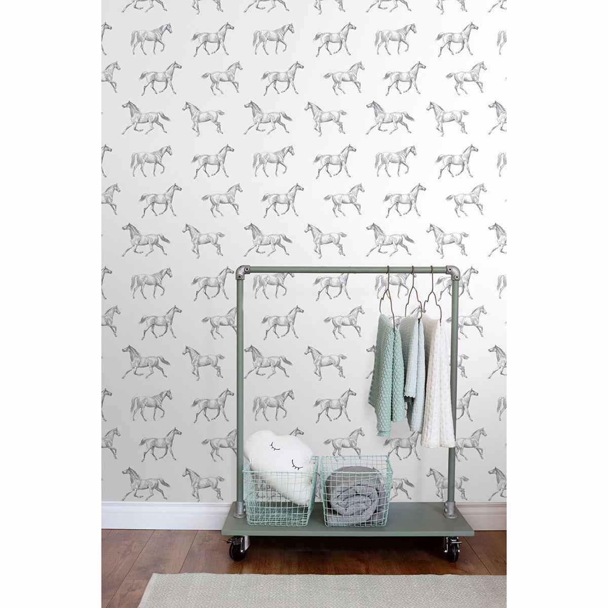 Burnett Off White Horses Wallpaper - York Wallcoverings - DD128807 - York Wallcoverings Wallpaper