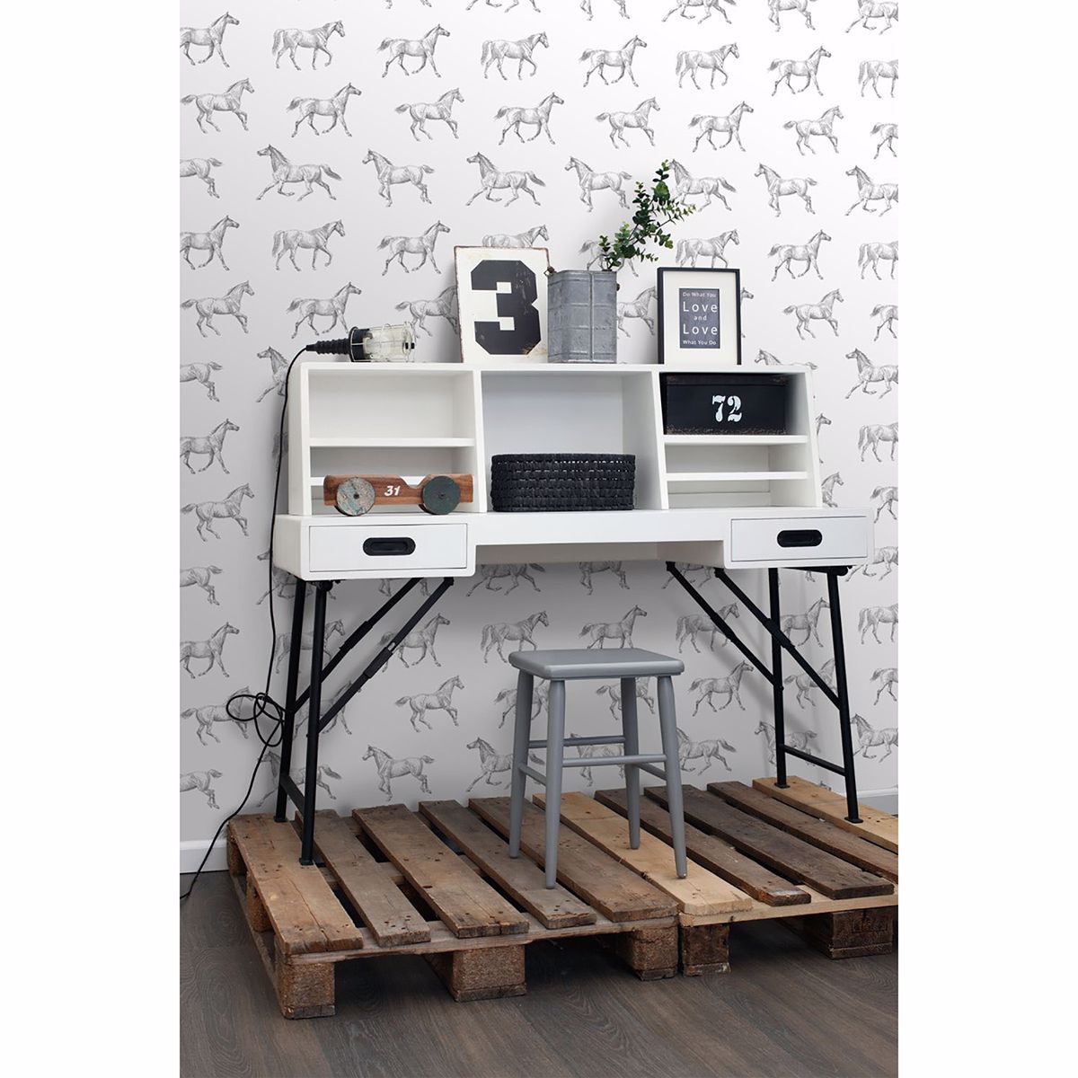 burnett-off-white-horses-wallpaper-york-wallcoverings-dd128807 - York Wallcoverings Papel pintado