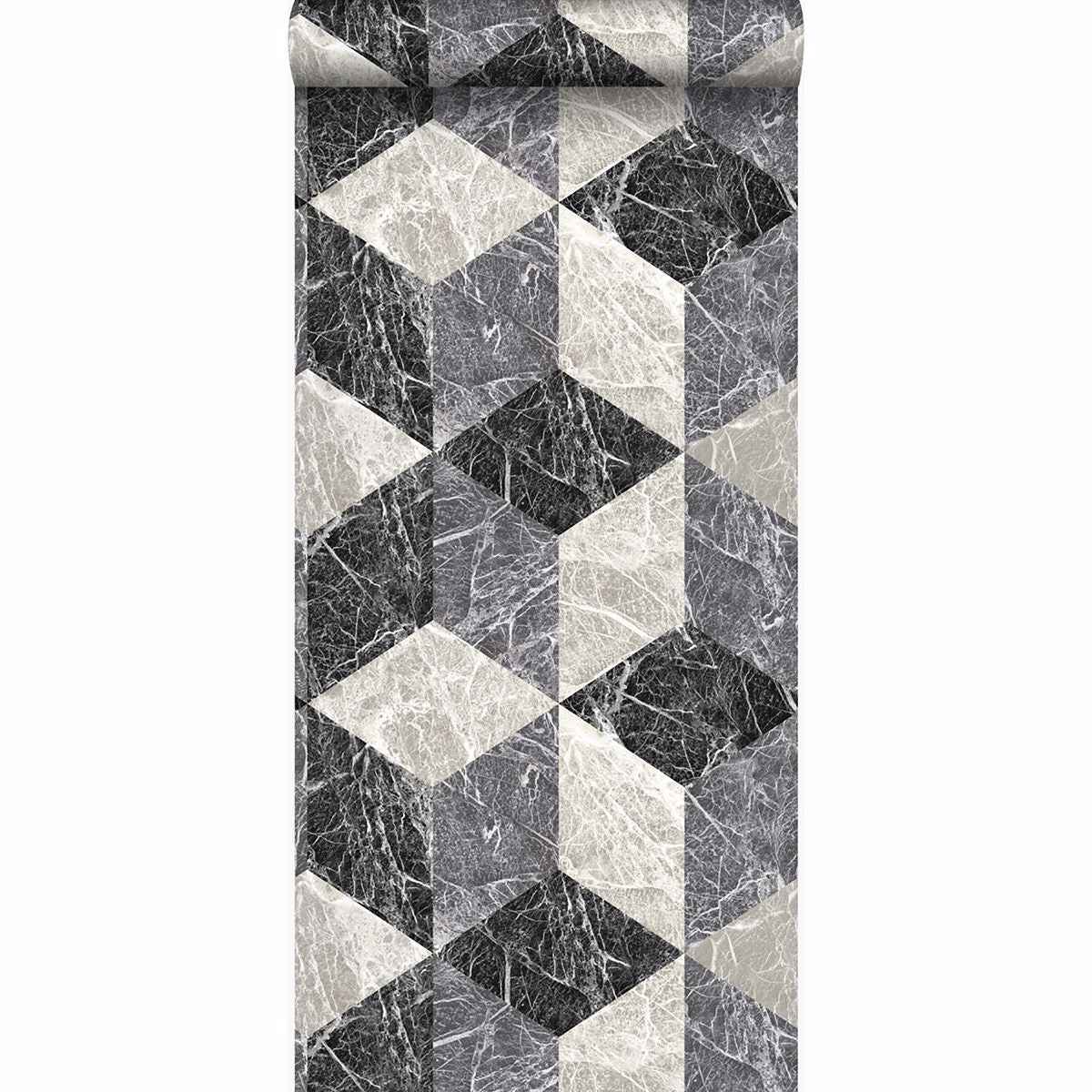 Rizzo Black Geometric Stone Wallpaper - York Wallcoverings - DD347318 - York Wallcoverings Wallpaper