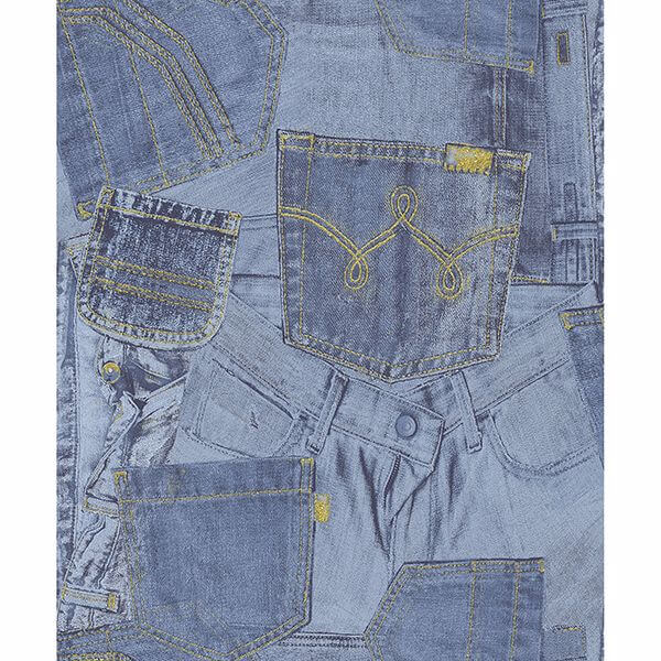 Inky Denim Jean Pocket Wallpaper - York Wallcoverings - M1060 - York Wallcoverings Wallpaper