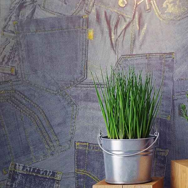 Inky Denim Jean Pocket Wallpaper - York Wallcoverings - M1060 - York Wallcoverings Wallpaper