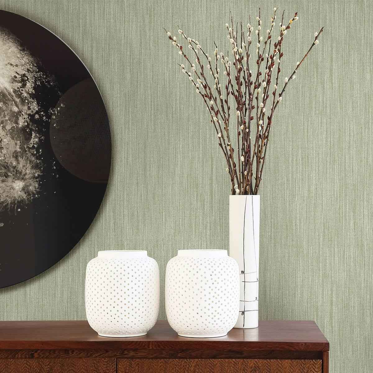 Chiniile Sage Faux Linen Wallpaper - York Wallcoverings - 2861-25282 - York Wallcoverings Wallpaper
