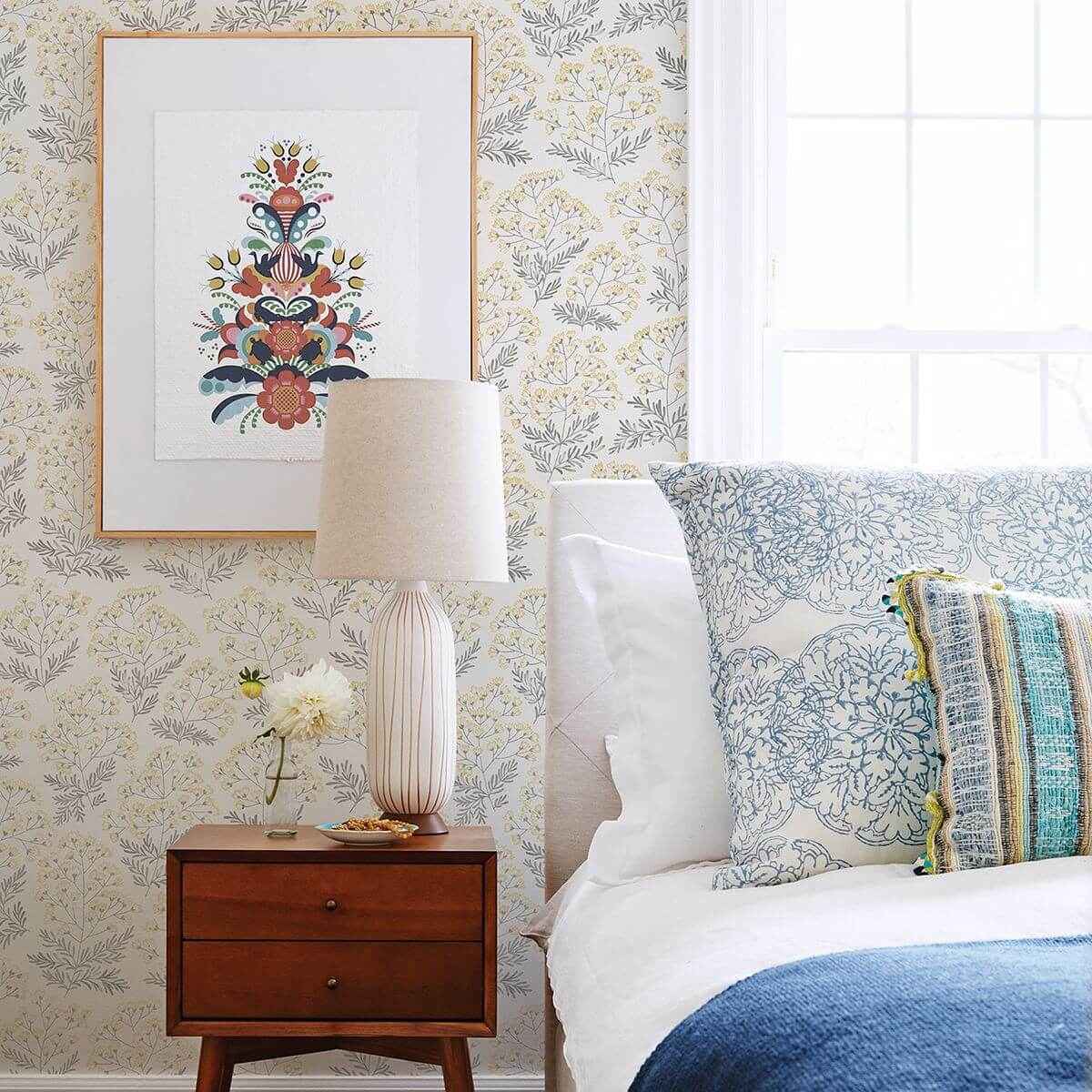 Floret Yellow Floral Wallpaper - York Wallcoverings - 2861-25715 - York Wallcoverings Wallpaper