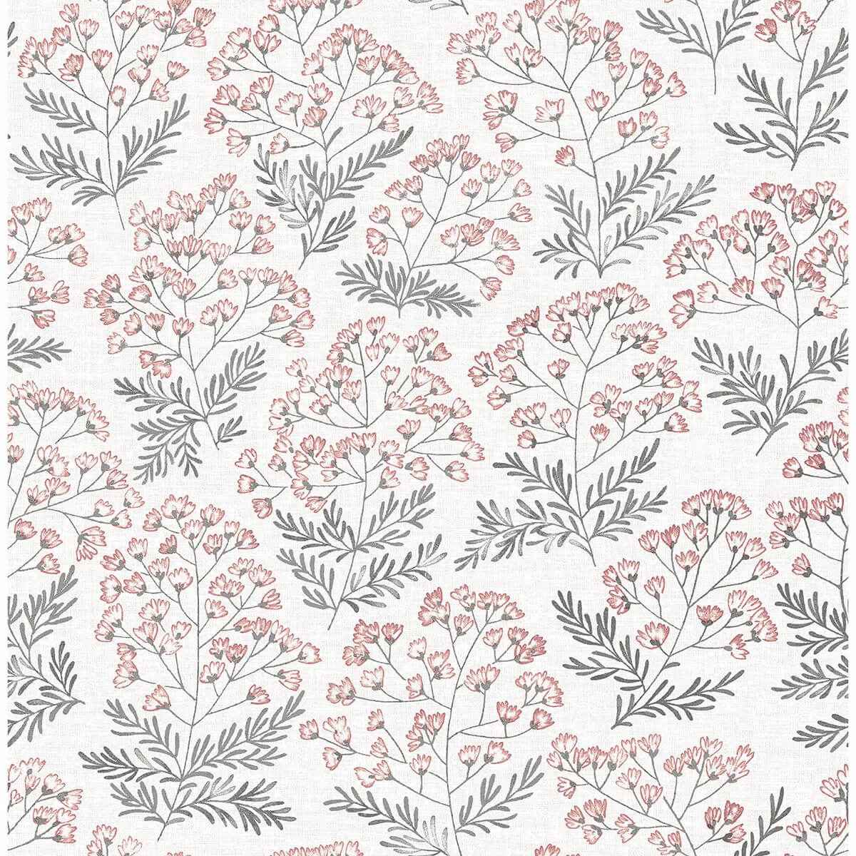 Floret Pink Floral Wallpaper - York Wallcoverings - 2861-25716 - York Wallcoverings Wallpaper