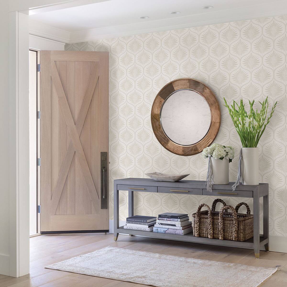 laurel-bone-ogee-wallpaper-york-wallcoverings-2861-25722 - York Wallcoverings Wallpaper