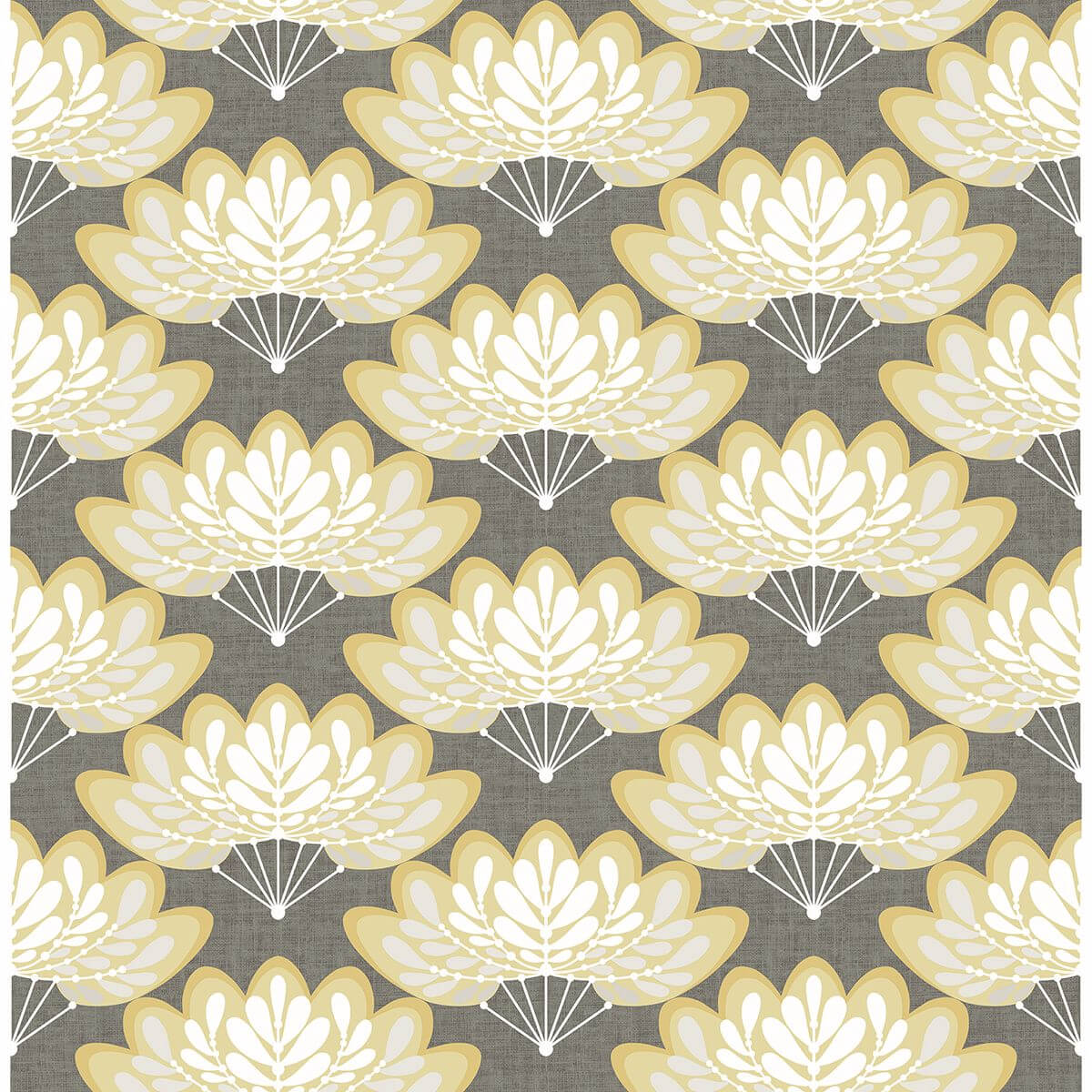 lotus-mustard-floral-fans-wallpaper-york-wallcoverings-2861-25754 - York Wallcoverings Papel pintado