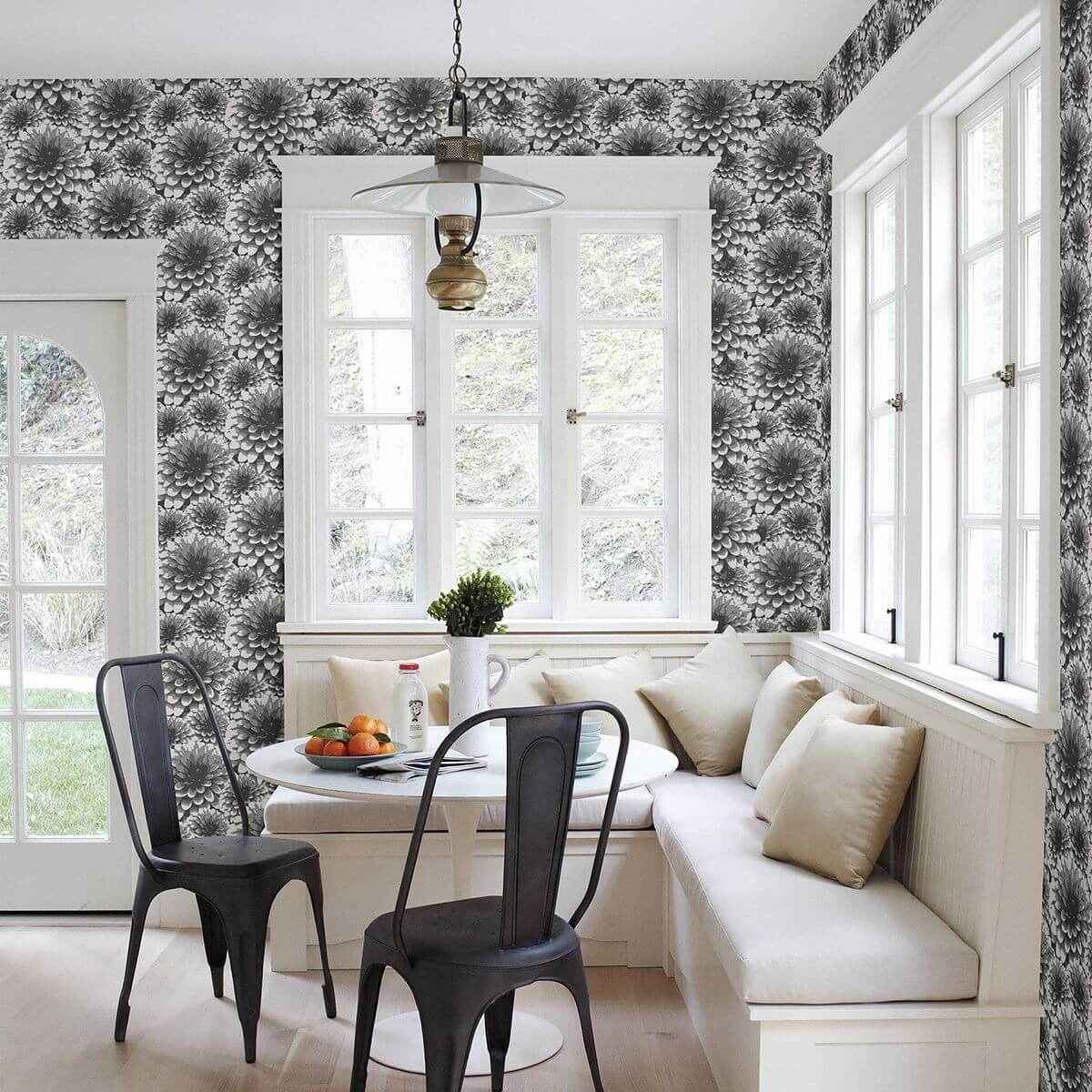 Umbra Charcoal Floral Wallpaper - York Wallcoverings - 2861-87518 - York Wallcoverings Wallpaper