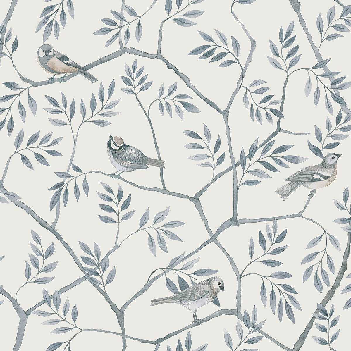 Crossbill Light Blue Branches Wallpaper - York Wallcoverings - 2948-27016 - York Wallcoverings Wallpaper