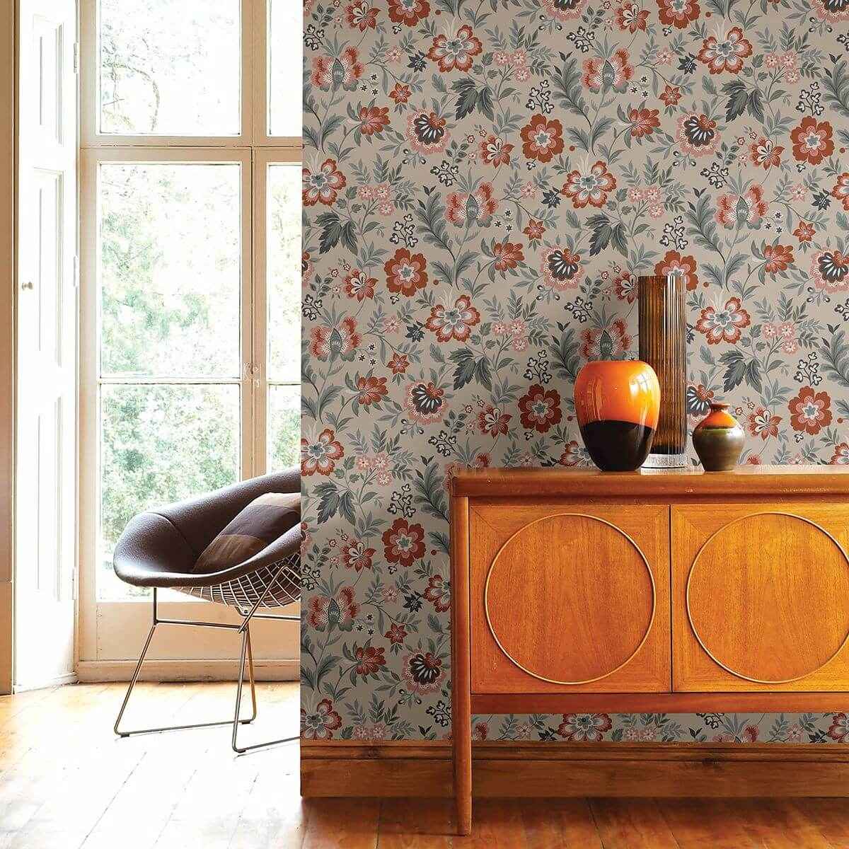 Athena Beige Floral Wallpaper - York Wallcoverings - 2948-28001 - York Wallcoverings Wallpaper