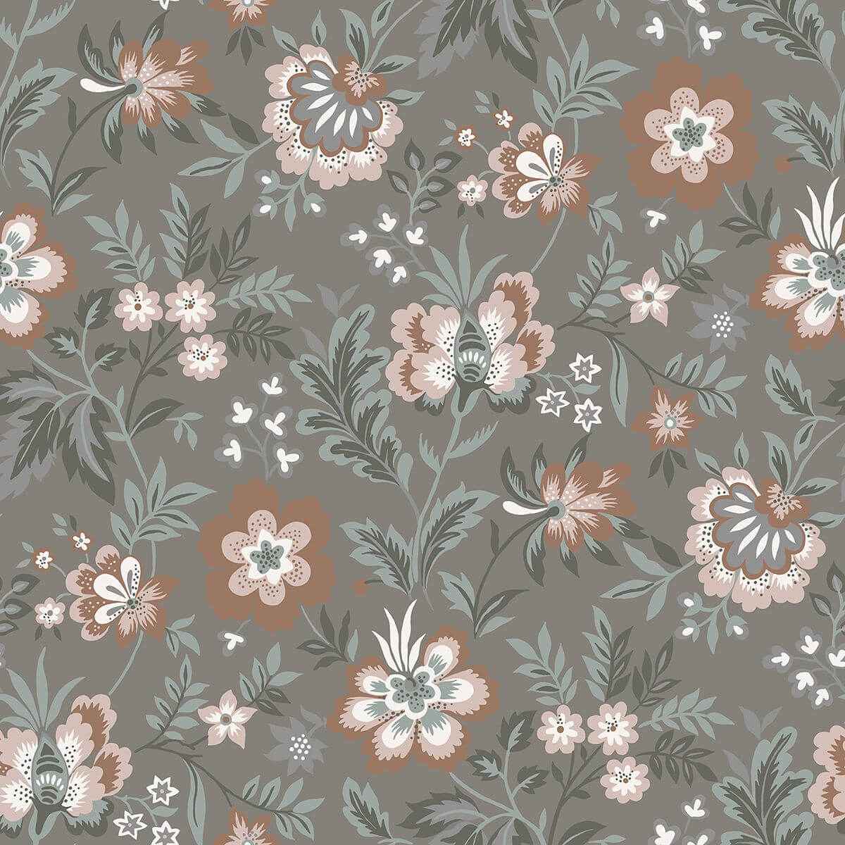 Athena Grey Floral Wallpaper - York Wallcoverings - 2948-28002 - York Wallcoverings Wallpaper