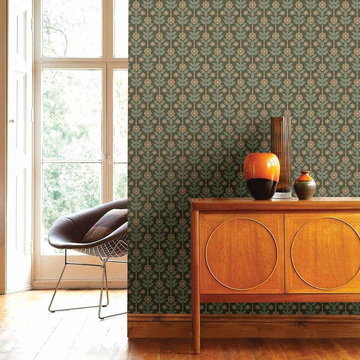 Aya Green Floral Wallpaper - York Wallcoverings - 2948-28009 - York Wallcoverings Wallpaper