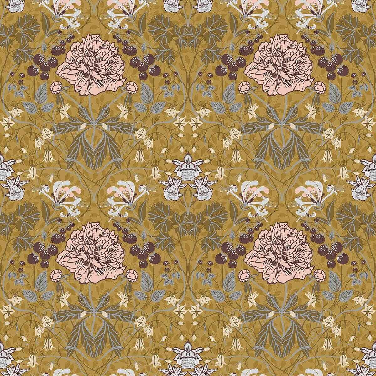 Celestine Mustard Floral Wallpaper - York Wallcoverings - 2948-28016