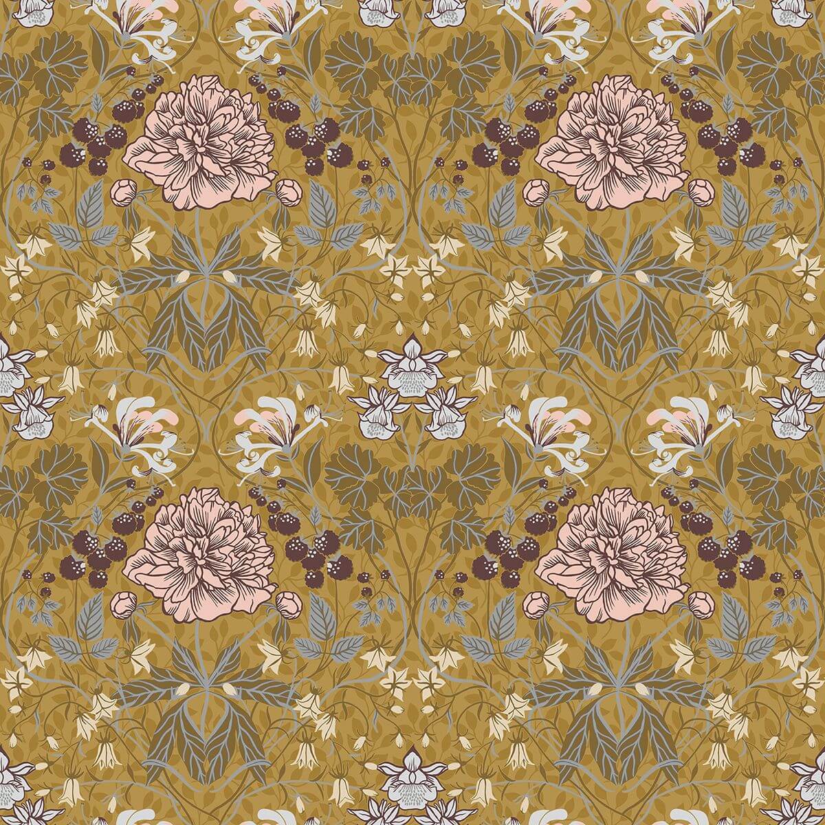 Celestine Mustard Floral Wallpaper - York Wallcoverings - 2948-28016 - York Wallcoverings Wallpaper