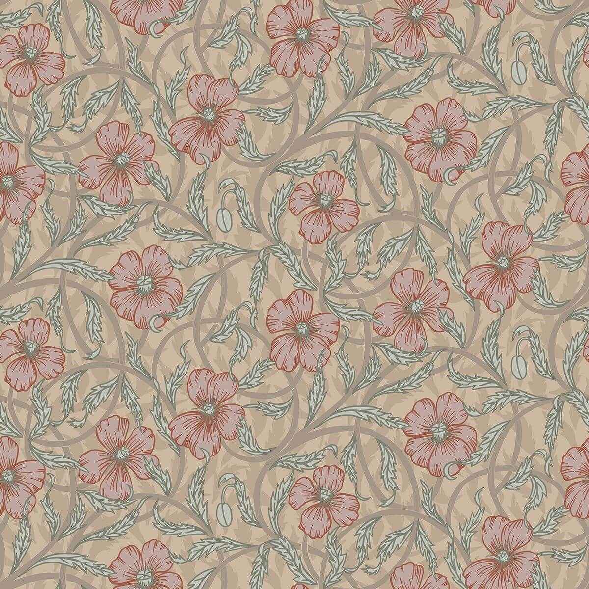 Imogen Light Brown Floral Wallpaper - York Wallcoverings - 2948-28026 - York Wallcoverings Wallpaper