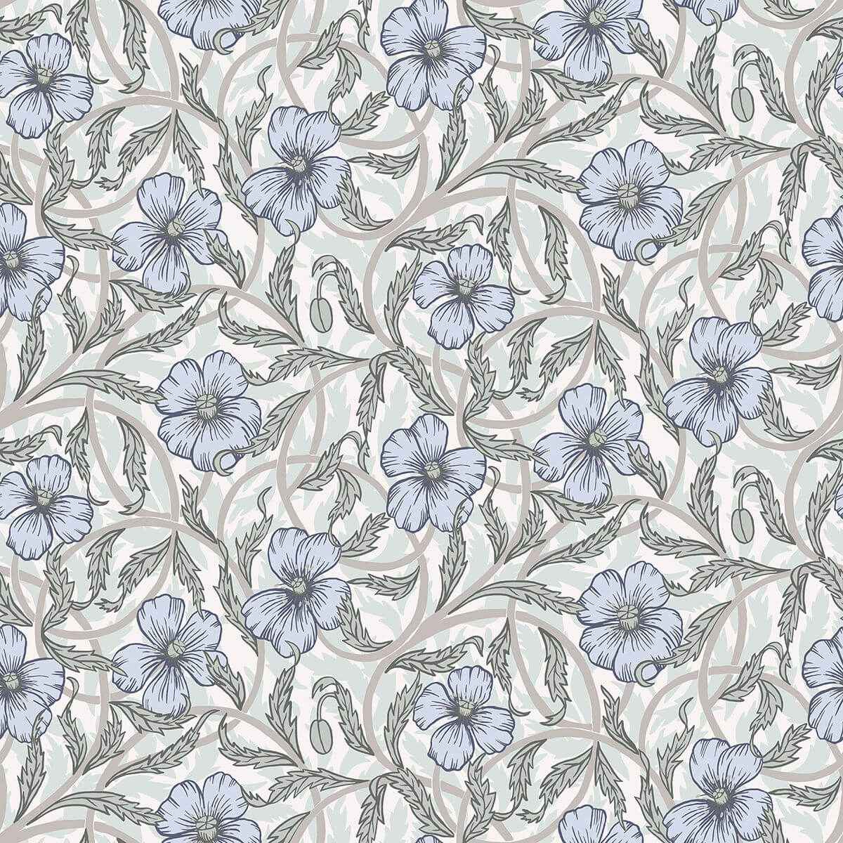 Imogen Light Blue Floral Wallpaper - York Wallcoverings - 2948-28027 - York Wallcoverings Wallpaper