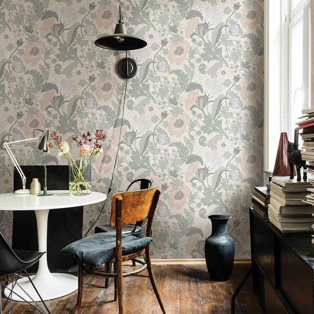 Anemone Light Grey Floral Wallpaper - York Wallcoverings - 2948-33000 - York Wallcoverings Wallpaper