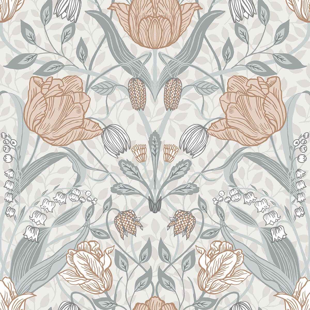 Tulipa Off White Floral Wallpaper - York Wallcoverings - 2948-33005 - York Wallcoverings Wallpaper