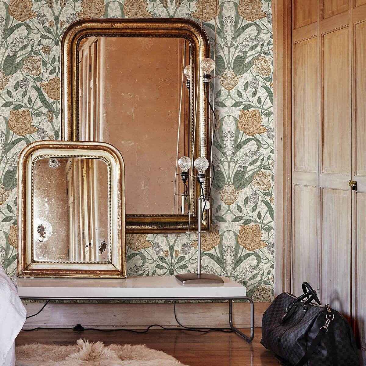Tulipa Green Floral Wallpaper - York Wallcoverings - 2948-33006 - York Wallcoverings Wallpaper