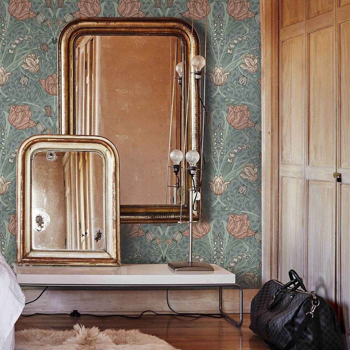 Tulipa Sage Floral Wallpaper - York Wallcoverings - 2948-33010 - York Wallcoverings Wallpaper