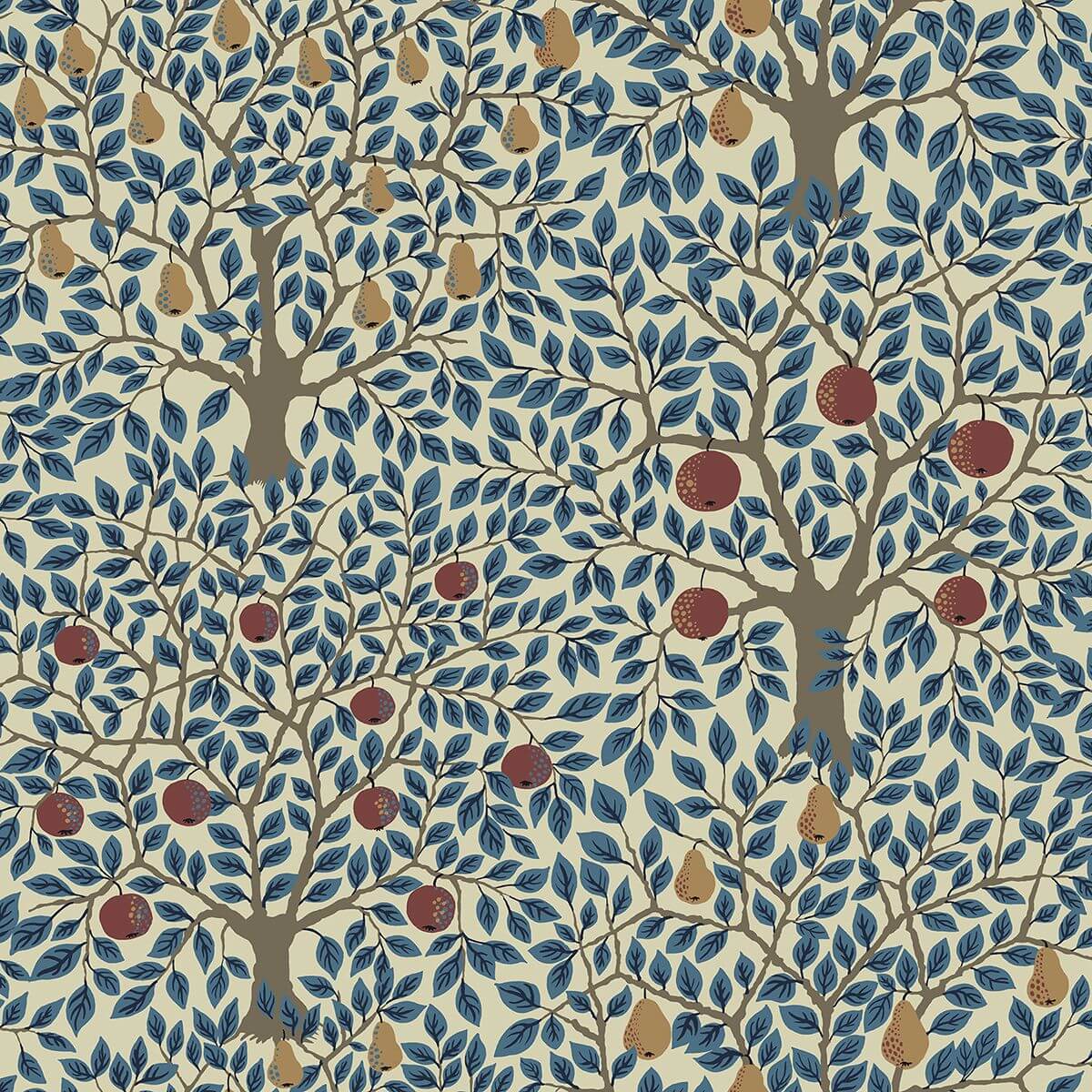 Pomona Blue Fruit Tree Wallpaper - York Wallcoverings - 2948-33013 - York Wallcoverings Wallpaper