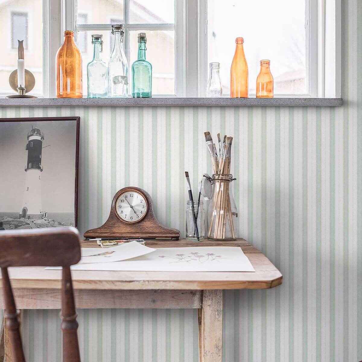 Symphony Sage Stripe Wallpaper - York Wallcoverings - 2948-27007 - York Wallcoverings Wallpaper