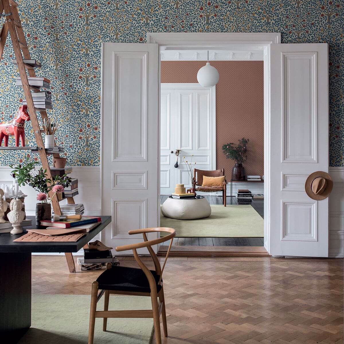 Pomona Blue Fruit Tree Wallpaper - York Wallcoverings - 2948-33013 - York Wallcoverings Wallpaper