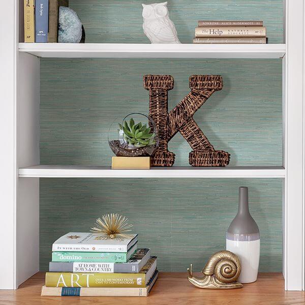 tibetan-grasscloth-teal-peel-and-stick-wallpaper-york-wallcoverings-nus3337 - York Wallcoverings Wallpaper