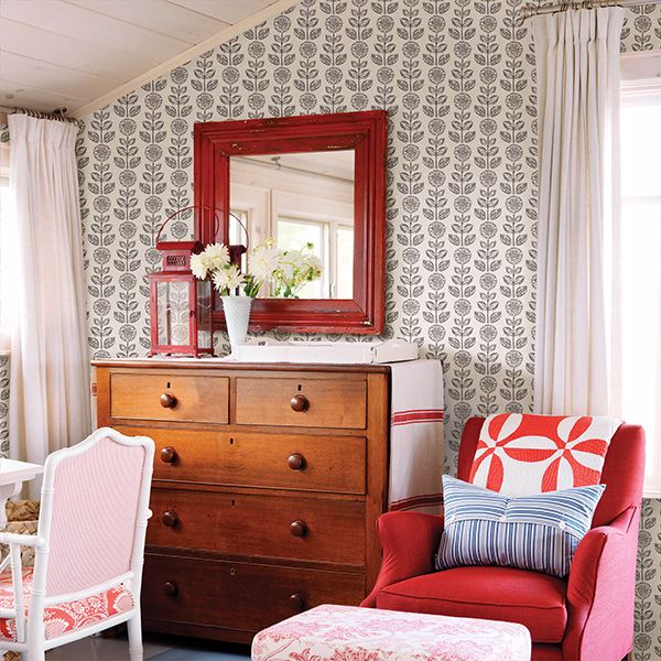 dolly-dark-brown-folk-floral-wallpaper-york-wallcoverings-2904-13511 - York Wallcoverings Wallpaper