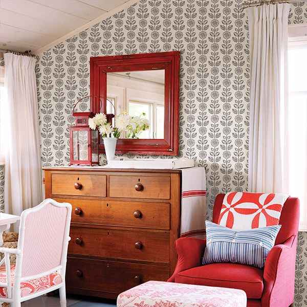 Dolly Dark Brown Folk Floral Wallpaper - York Wallcoverings - 2904-13511 - York Wallcoverings Wallpaper