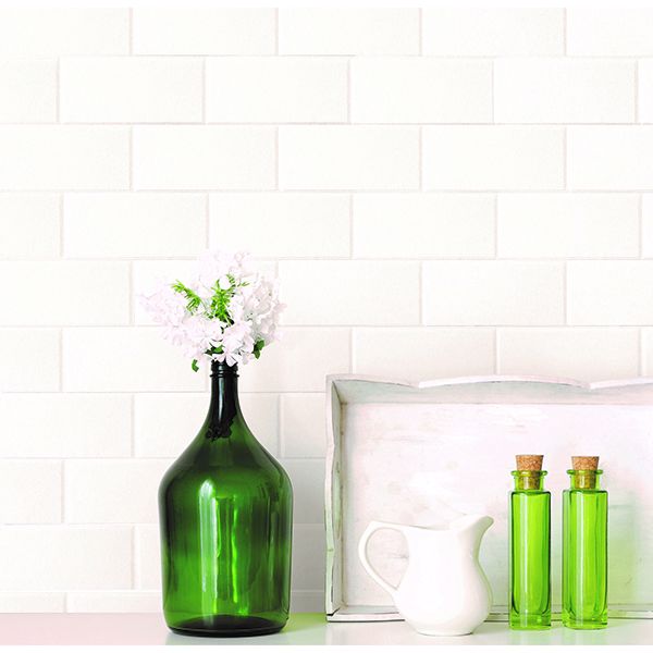 bettina-white-paintable-subway-tile-wallpaper-york-wallcoverings-2904-21399 - York Wallcoverings Wallpaper