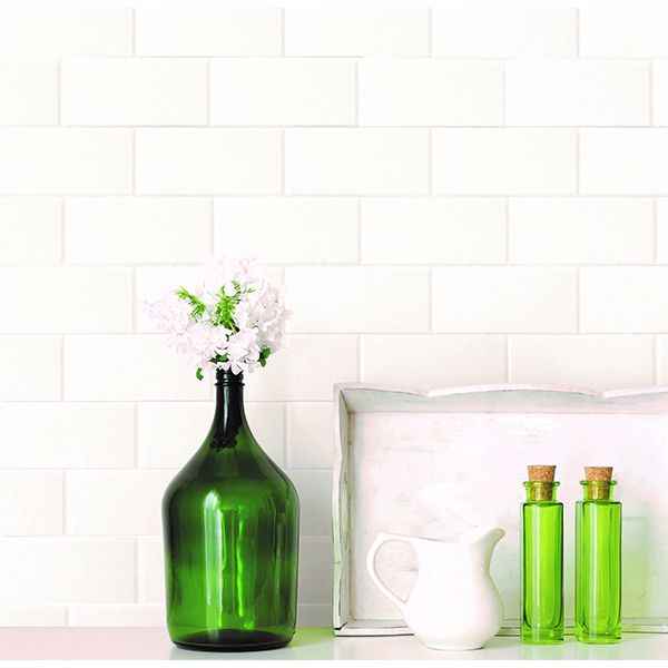 Bettina White Paintable Subway Tile Wallpaper - York Wallcoverings - 2904-21399 - York Wallcoverings Wallpaper