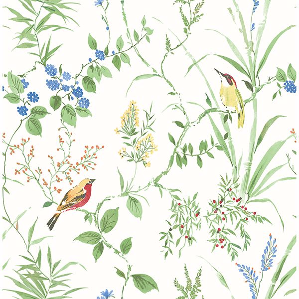 imperial-garden-green-botanical-wallpaper-york-wallcoverings-2904-24173 - York Wallcoverings Wallpaper