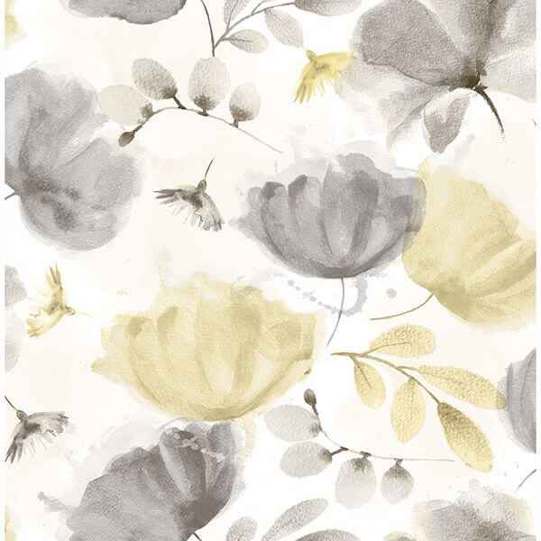 Zahra Grey Floral Wallpaper - York Wallcoverings - 2904-25679